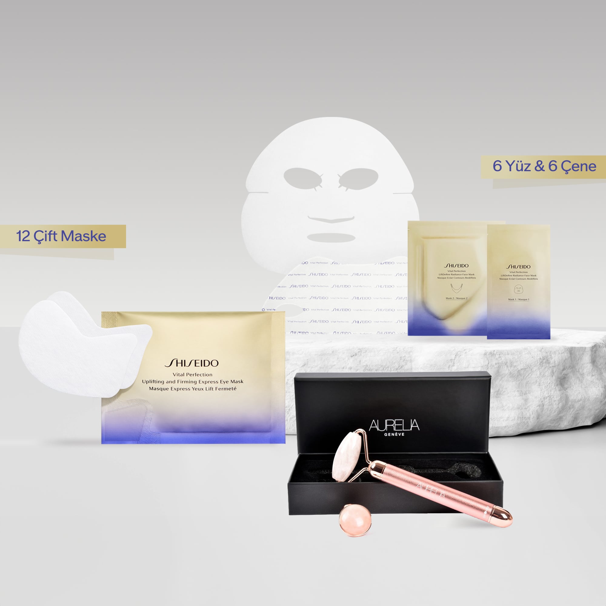 Yüz ve Göz İçin Retinol İçeren Maske & & Lifting Etkisi Veren Roller Seti