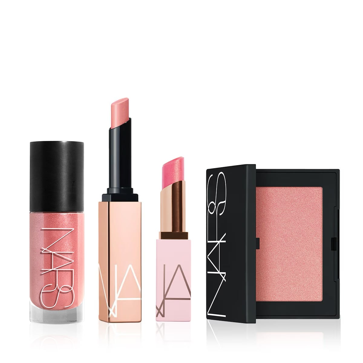 İkonik Orgasm Rengine Sahip Likit ve Toz Allık & Ruj & Lip Balm Seti